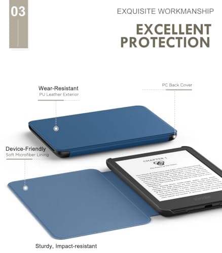 MoKo Case for 6" Amazon Kindle Basic 11th Gen 2024/2022, Dark Sea Blue — view 4