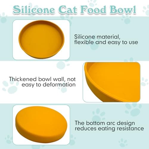 Apatal Cat Feeding Bowls Set 2 Pack Silicone Dog Bowls Non Slip Pet Food and Water Dish for Dry Food and Wet Food Durable Dog Plates for Indoor Cats Small Dogs Puppies Yellow — view 3
