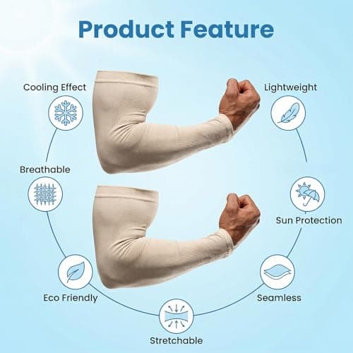 Nogeqi 2 Pair Arm Covers for Women, UV Sleeves for Men, Cooling Sun Protection Sleeves, UPF 50 Arm Compression Sleeves Men,Compression Arm Sleeve for Outdoor Work, Sports, Men & Women — view 6