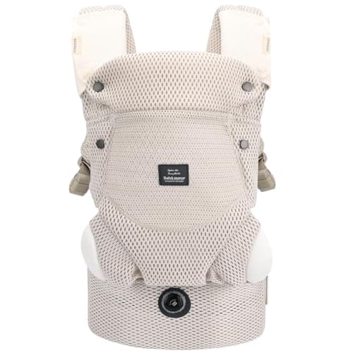 Bebamour Ergonomic Baby Carrier for Newborn to Toddler, Adjustable Seat Width with One-Hand Knob, Front & Back Carry Infant Carrier, Soft Cotton & Breathable Mesh, 3.6–14.9kg, 4–36 Months, Mesh Beige — view 2