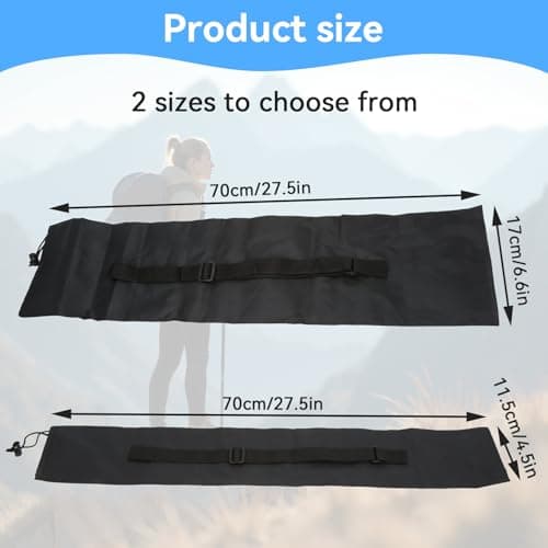 Hiking Pole Bag, Portable Trekking Pole Carrying Bag Trekking Hiking Pole Pouch Climbing Poles Carrier Walking Poles Bag Hiking Pole Storage Bag for Walking Stick Black (17cm* 70cm) — view 3
