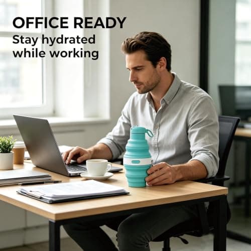 Moxychrony Silicone Water Bottle with Collapsible Feature, Folding Water Bottle Design, Compact 17 by 8.3 Cm Size for Portable Hydration, Travel, Hiking, Backpacking I Portable & Leakproof — view 6