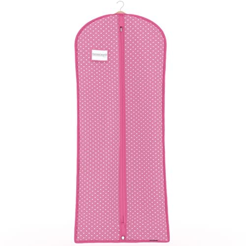 Hangerworld 60 Inch Pink Polka Dot Breathable Zipped Garment Dress Cover Bag Protector