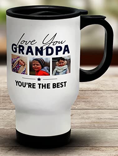 Shopagift Personalised Photo Travel Mug Cup Love You Grandpa You're The Best — view 2
