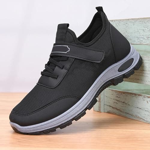 Sneake Men's Orthopaedic Trainers with Lacing Sports Shoes Mesh, black, 9.5 — view 3