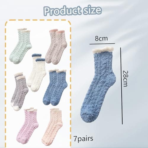 7 Pairs Bed Socks for Womens Fluffy Socks Womens, Thermal Sock for Women 35-39, Offers Cozy Warmth, Soft and Fuzzy Feel for Winter Suitable for Ladies Women Girls — view 4