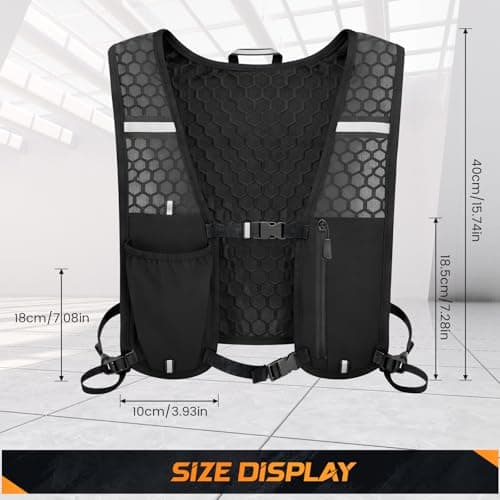Running Vest, Hydration Vest with Water Bottle, Running Vest for Mens & Women, Running Backpack, Adjustable, Reflective Strips, Unisex — view 6