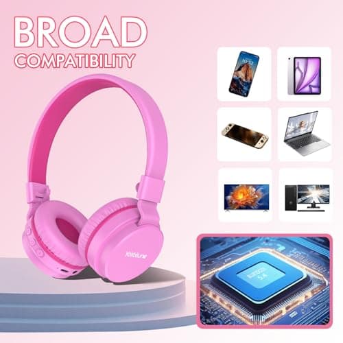 Kids Bluetooth Headphones,Lightweight Kids Headphones Wireless,85/94dB Safe Volume,40H Playtime,Fast Charging,Bluetooth 5.3,Over Ear,Toddler Headphone Built-in Mic for School/Tablet/Travel (Pink) — view 4