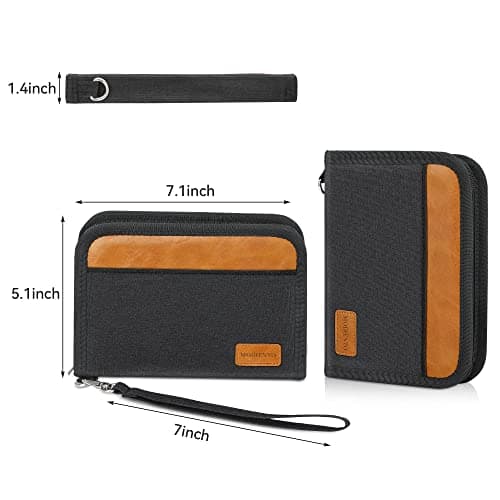 Travel Document Holder, Passport Holder For 2 Passports, Small Passport Bag, Double, Dual, A5, Folder, Money Purse, RFID Blocking, Holiday, Multiple Waterproof Organisers, Black Compact UK BLK /BRN — view 3