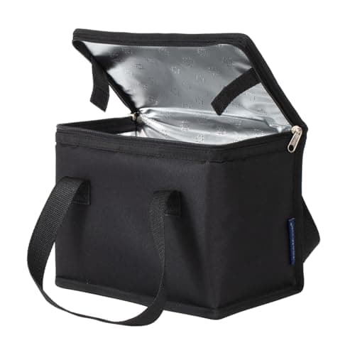 TEAMOOK Foldable Lunch Bag Insulated Lunch Box Water-Resistant Leakproof Soft Cooler Bag Black 8-10 cans