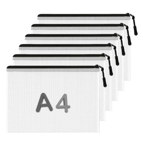 6 PCS Plastic Wallet A4 Zip Wallets Lock Waterproof Clear Bags