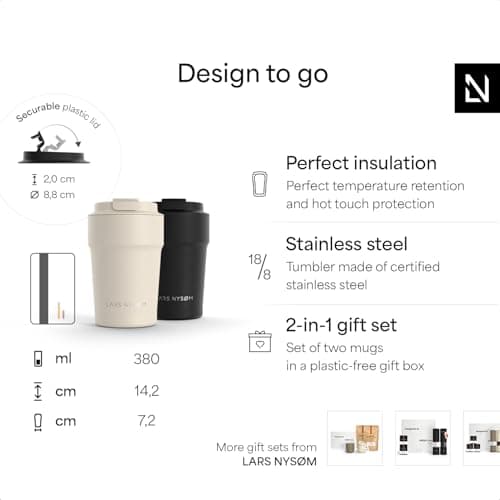 LARS NYSØM Thermo Coffee Mug to go Gift Set 2 x 380ml Thermo Mug for Coffee — view 5