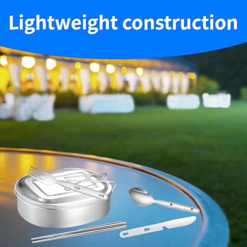 5 Pcs Mess Tin, Mess Tins, Camping Saucepan, Stainless Steel Camping Mess Kit, Cookware Set With Tins And Foldable Cutlery, Portable For Hiking And Outdoor Cooking — view 6