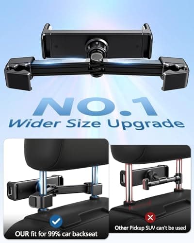Giftorld Car Headrest Backseat Mount,Phone/Tablet Car Holder,360°Rotation,Solid & Steady,Car Trip Essentials,Adjustable Back Seat Tablet Holder,Compatible for All 5"-10" Tablets,iPad,cellphones, — view 5