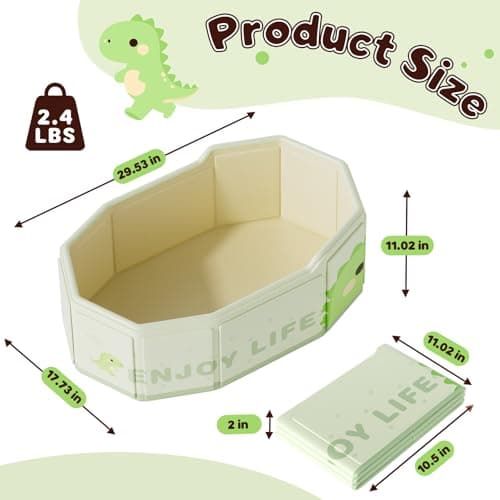 Xynzanic Foldable Baby Bath, Collapsible Baby Bathtub 3M-8Y, Portable Travel Baby Bath Tub with Non-Slip Base, Pop Up Folding Newborn Toddler Shower Tub, Space Saving, Dinosaur — view 2
