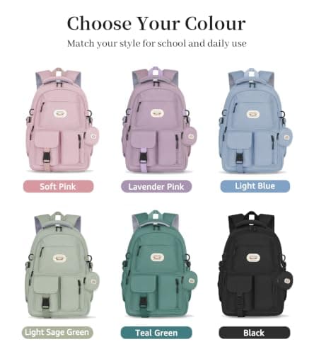 BECOJADDE Backpack School Bag for Women and Girls, 15.6" Laptop, Blue 25L — view 6