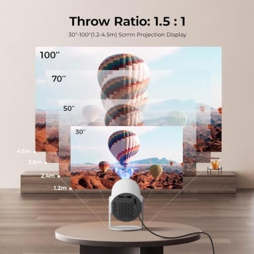 New Generation Turn 1 Projector 2026 | Supports 1080P With Android 14.0 | 200 ANSI Lumen Smart Projector, Native 720P Mini Projector For Bedroom | Screen Mirroring for iOS/Android | Gaming & HDMI — view 6