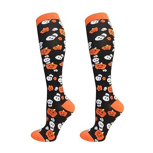 Hovershoes 4 Pair Compression Socks for Women Men Halloween Socks 20-30mmHg Knee High Socks Compression Support Stockings for Athletic Running, Travel, Nurse — view 2