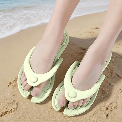 Portable Travel Slippers for Women and Men, Quick-Dry Shower Sandals with Non-Slip Rubber Sole for Indoor, Outdoor, Beach, Pool, and Spa Use, Lightweight and Foldable Design (Green, 10.5) — view 3