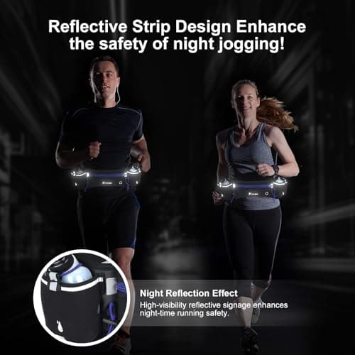 Running Belt with Water Bottles (2 x 175ML), Hydration Belt for Men and Women, Water Bottle Holder Running Pouch Belt, Fanny Pack Fits 7 inches Phones, Waist Pack for Running Hiking Climbing (Blue) — view 5