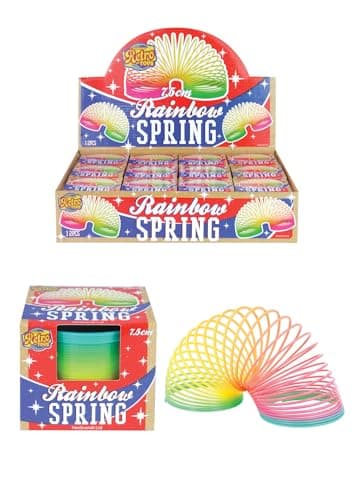 HENBRANDT Single Plastic Rainbow Spring Toy for Kids 7.5cm Boxed Magic Spring Toys Retro Party Bag Fillers Lucky Dip Class Gifts Home School Rewards for Boys and Girls