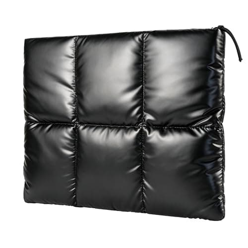 BAAGOAZ 13-14 Inch Puffy Laptop Sleeve, Quilted Metallic Black MacBook Case