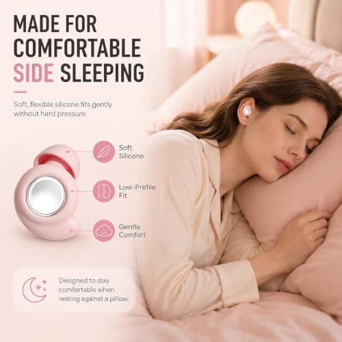 Noise Cancelling Ear Plugs for Sleep & Sleeping, Reusable Silicone Earplugs for Travel, Concerts & Side Sleepers, Ultra-Soft Noise Reduction for Snoring & Tinnitus Relief, 4 Sizes (Pink) — view 4