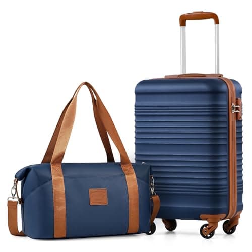 COOLIFE 55×35×20 Cabin Suitcase + 40x25x20cm Ryanair Cabin Bag EasyJet Set