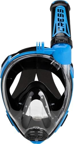 Cressi Duke Action Full Face Snorkel Mask - CO2 Safe Dry Snorkel System - Wide View Anti Fog Mask - Action Cam Mount for Snorkelling - Black/Blue - M/L — view 2