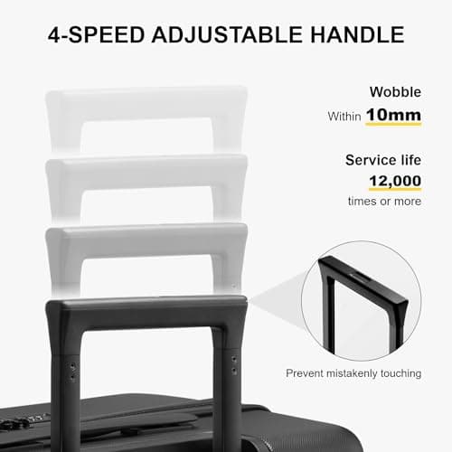 LEVEL8 Carry on Suitcase Cabin Luggage 100% PC Trolley Case Micro-Diamond Textured Design with Wheels Lightweight, TSA Approved Hard Shell for Airline for Women Men(55cm, 40L,Black) — view 5