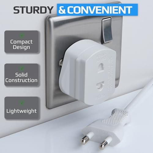 Toothbrush Adaptor Plug UK Charger Adapter Shaver Socket 2 Pin to 3 Pin Electric for Razor Plugs Bathroom Two to Three Prong Charging Tooth Brush Plugs Adapters Electrical Shaving (White) — view 4