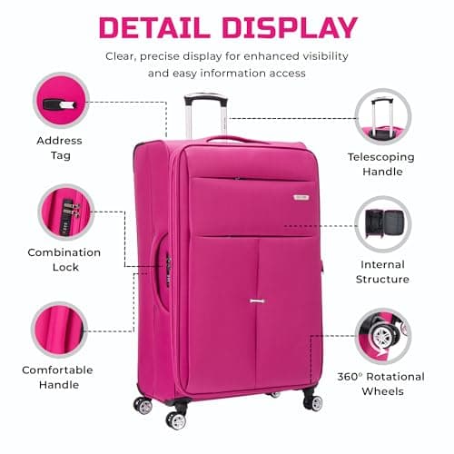 Large Suitcase 29" Super Lightweight Luggage 20% Expandable 4 Wheels Spinner Soft Shell Check in Luggage for 23kg — view 6
