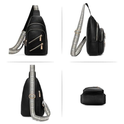 SENDEFN Crossbody Bags for Women Sling Bag Vegan Leather Chest Bag Fanny Pack with Adjustable Guitar Strap for Travel — view 6