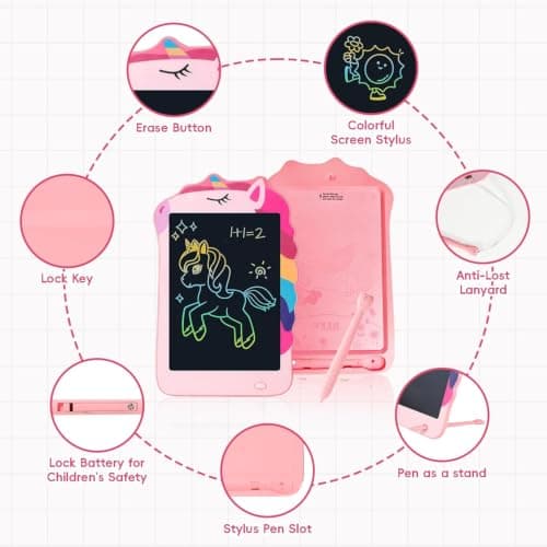 Unicorn LCD Writing Tablet, 8.5Inch Pink Toddler Drawing Pad for Kids — view 5