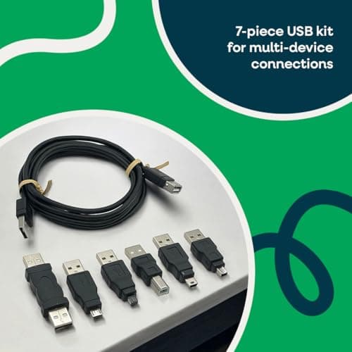 Totely USB Cable Kit 7-Piece Multi-Connector Set with 1.8 m Cable and Adapter Tips - USB Adapter Kit for Multi-Device Connectivity, Nickel-Plated Connectors, Compact Travel-Ready Design — view 5