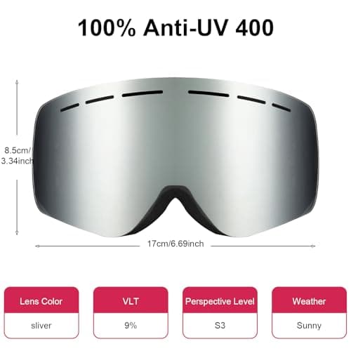 YooxArmor OTG Kids Ski Goggles,Anti fog Skiing Snowboard Goggles with Double Lenses for Children 6-14 Years,100% UV 400 Protection for Boys Girls,Helmet Compatible — view 3