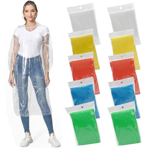 Rain Poncho for Adults, 10 Pack Waterproof Poncho, Disposable Rain Ponchos