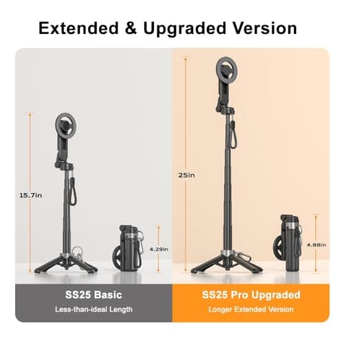 Upgrated 5-in-1 Magnetic Selfie Stick with Remote — view 3