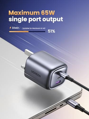 UGREEN USB C Plug 65W Nexode Foldable GaN Fast Charger 3-Port Charger — view 2