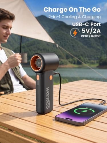 Warmco 10000mAh Turbo Portable Handheld Fan for Travel & Office — view 4