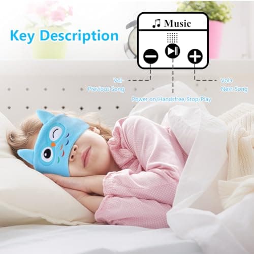 OFFCUP Sleep Headphones, Owl Headband Headphones, Soft Bluetooth Headset Hi-Fi Stereo Super Bass Music Headphones for Men Women Office Nap Travel Yoga Workout Meditation (Blue) — view 4