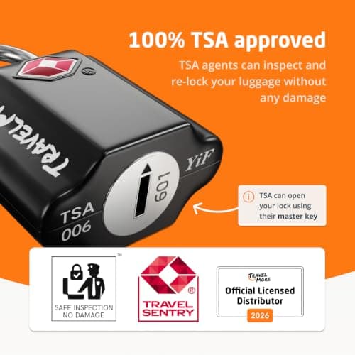 TravelMore Suitcase Padlocks with Keys, TSA Approved Travel Luggage Locks — view 3