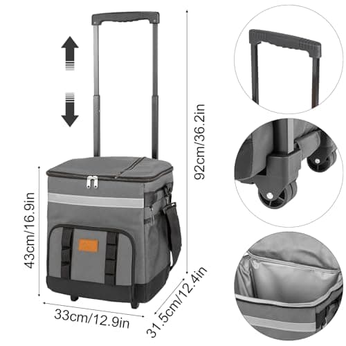 SUNNYNEST 35L Rolling Cooler Bag with Wheels Insulated Portable Tote — view 2