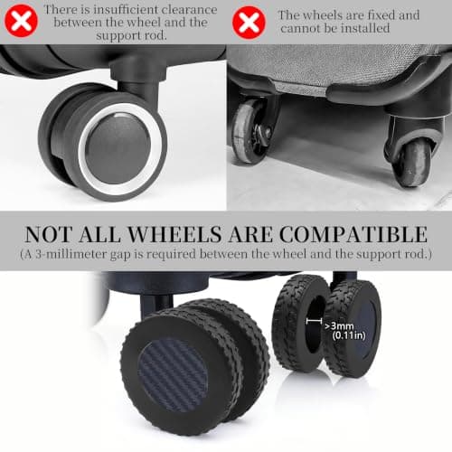 Minfuerang 16Pcs Silicone Suitcase Wheel Covers,Anti-Noise,Black — view 4
