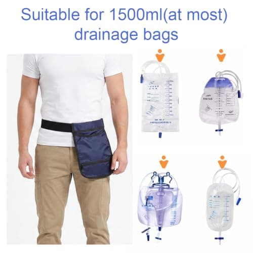 Catheter Bag Holder with Adjustable Waist Belt Urine Drainage Bag Holder Waterproof Catheter Supplies 1500ML — view 4