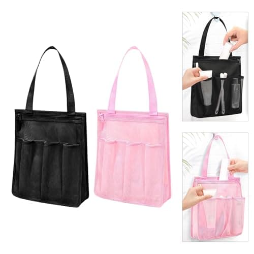 micherr Portable Meshes Shower Bag for Beach Gym Travel Ventilated Bath Storage Organizers with Hanging Hook — view 2