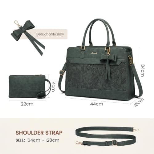 LOVEVOOK Laptop Handbags for Women, 17.3 Inch Ladies Work Bags Large Tote Bags with Compartments, PU Leather Womens Handbag Shoulder Bag for Office School Teacher Shopping Business — view 5