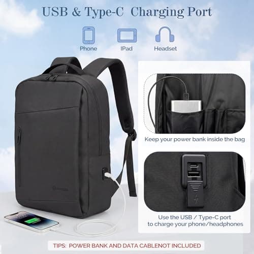 Tavoxda Travel Laptop Backpack, 40x30x20 Underseat Cabin Backpack, Black — view 2