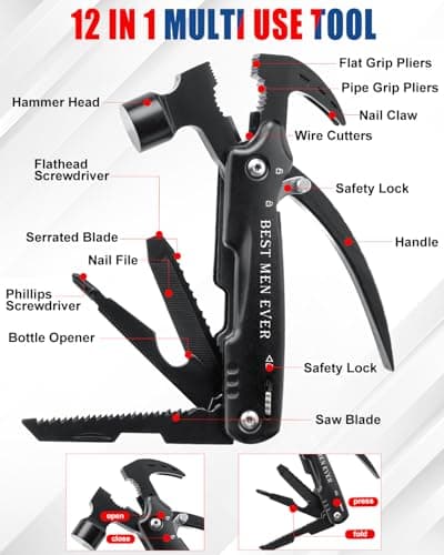 BIBURY Gifts for Men, Mini Hammer Multitools, Best Men Ever Engraving — view 3