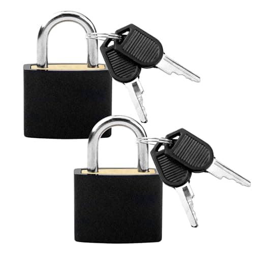 Suitcase Locks with Keys, 2 Pcs Small Padlocks Luggage Locks with Keys Travel Lock for Travel School Gym Luggage Bag (Black)